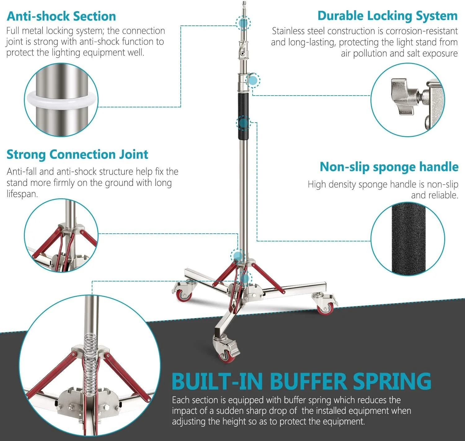 Штатив Neewer SC305W Сріблясто-червоний, фото №3 Штатив Neewer SC305W Сріблясто-червоний, фото №3