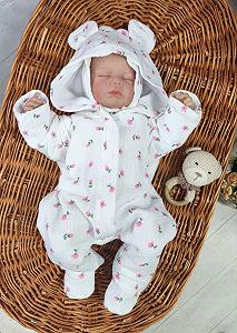 Муслиновый костюм и шапочка для новорожденного, белый - Фото 1