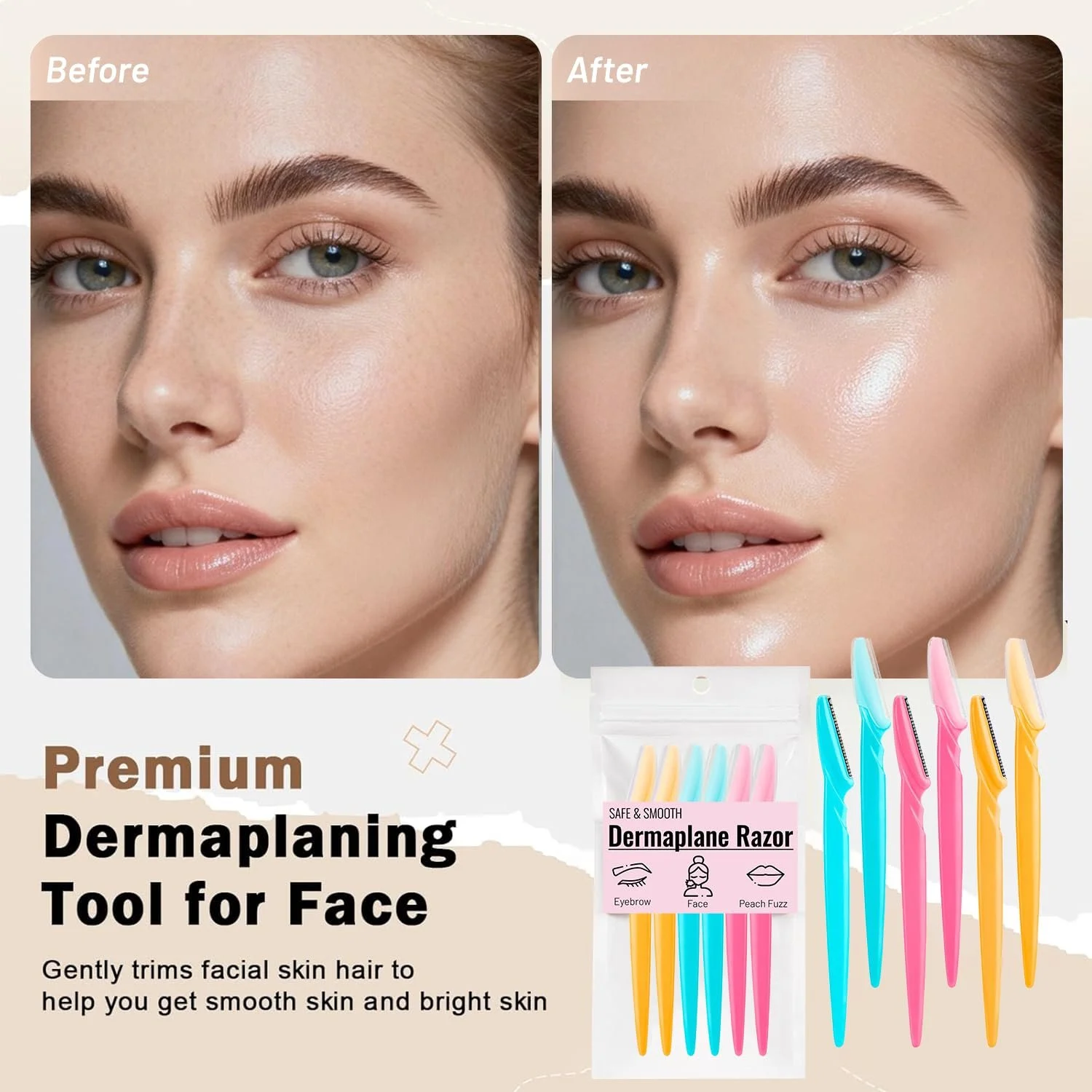 Бритвы для лица и бровей Pack of 6 Набор 6 шт. Dermaplaning Tool Blue, Pink, Yellow, фото №6 Бритвы для лица и бровей Pack of 6 Набор 6 шт. Dermaplaning Tool Blue, Pink, Yellow, фото №6