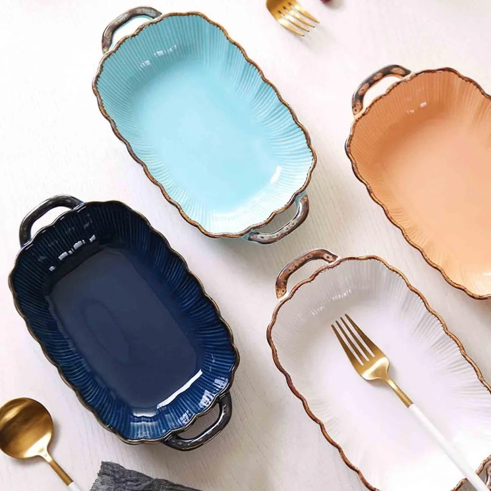 Форма для запекания Dxcaicc прямоугольная с двойными ручками текстурированная оранжевая, фото №5