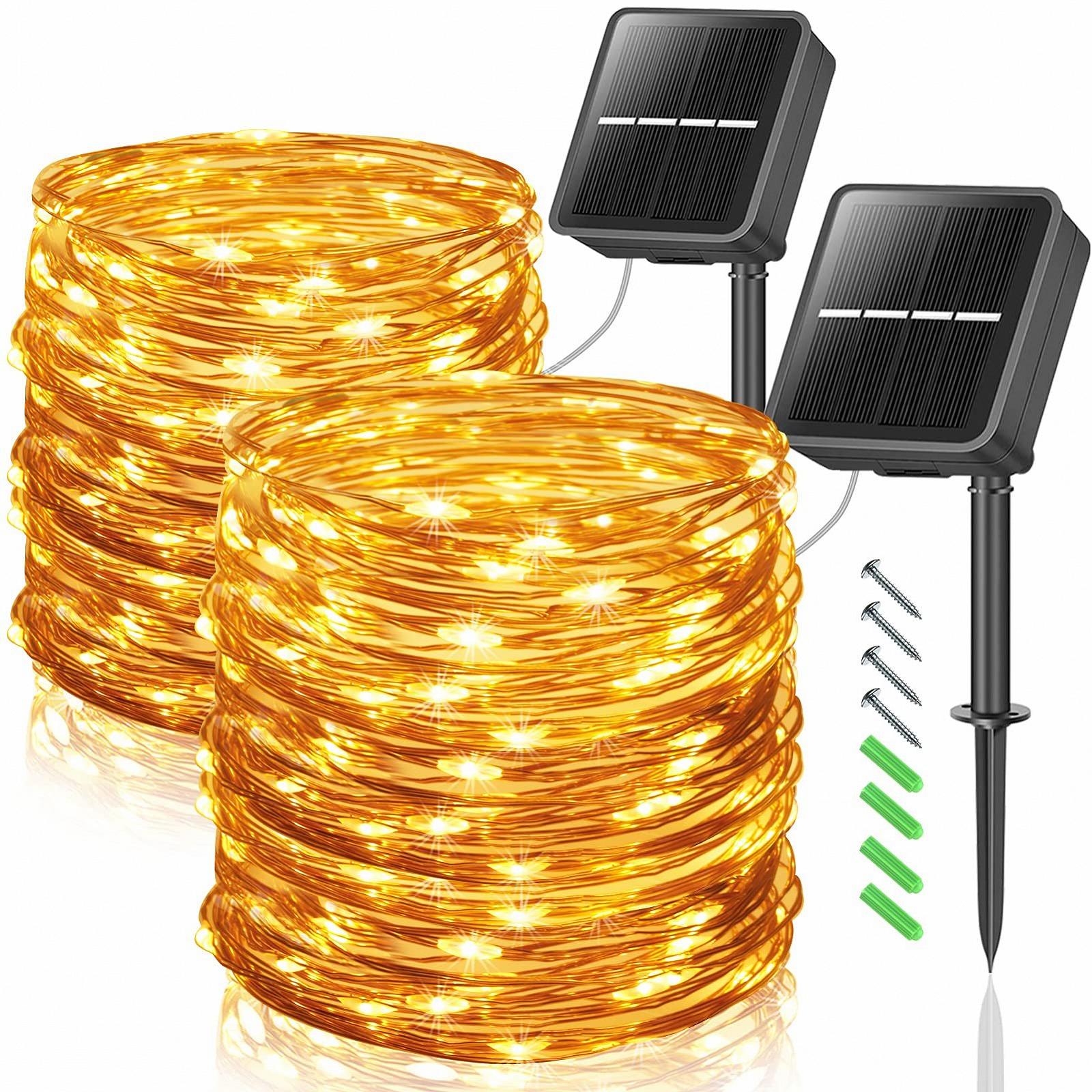 Гірлянда LEDYA вулична, сонячна, 12 м, 100 LED, мідний дріт, тепла, фото №1