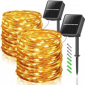 Гирлянда LEDYA уличная, солнечная, 12 м, 100 LED, медная проволока, теплая - Фото 1