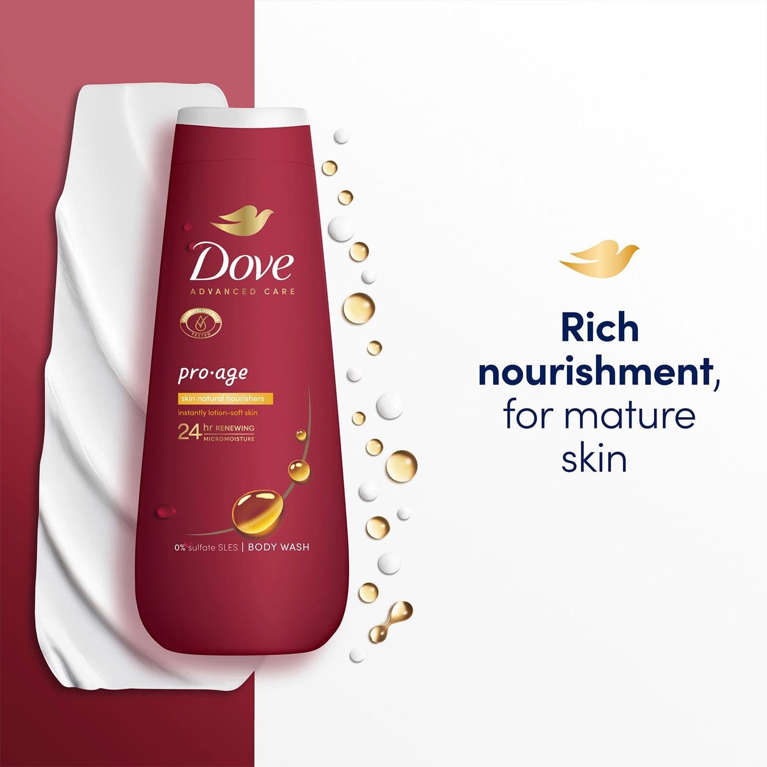 Гель для душу Dove Advanced Care Pro-Age Skin Natural Nutrients 6 x 400 мл, фото №4