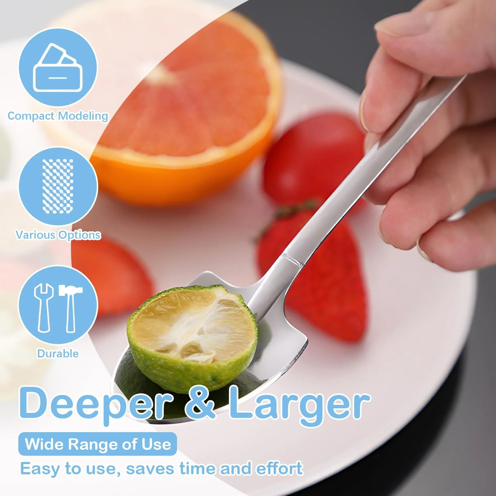 Ложка Шпатель из нержавеющей стали Набор 12 штук, Ложки, Набор вилок, Креативные десертные ложки, Кофейные ложки, Ложки для мороженого, Вилки для торта, Инструменты для смешивания в форме лопаты, Ложки для эспрессо для вечеринки, фото №6