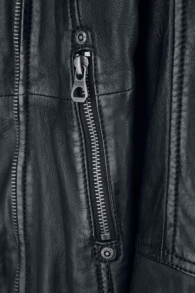 Кожаное пальто Gipsy Seneka LEGV Женское Черный Biker, фото №4