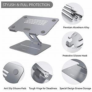 Подставка для ноутбука Premium Aluminium Регулируемая по высоте Space Grey synthetic.ua - Фото 1