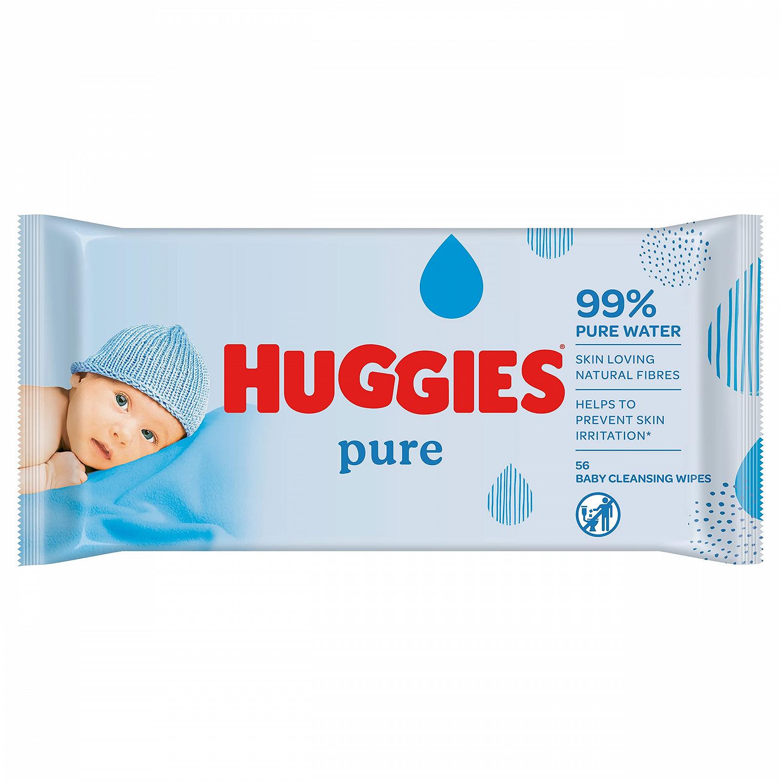 Влажные салфетки Huggies Pure 56 штук, фото №1
