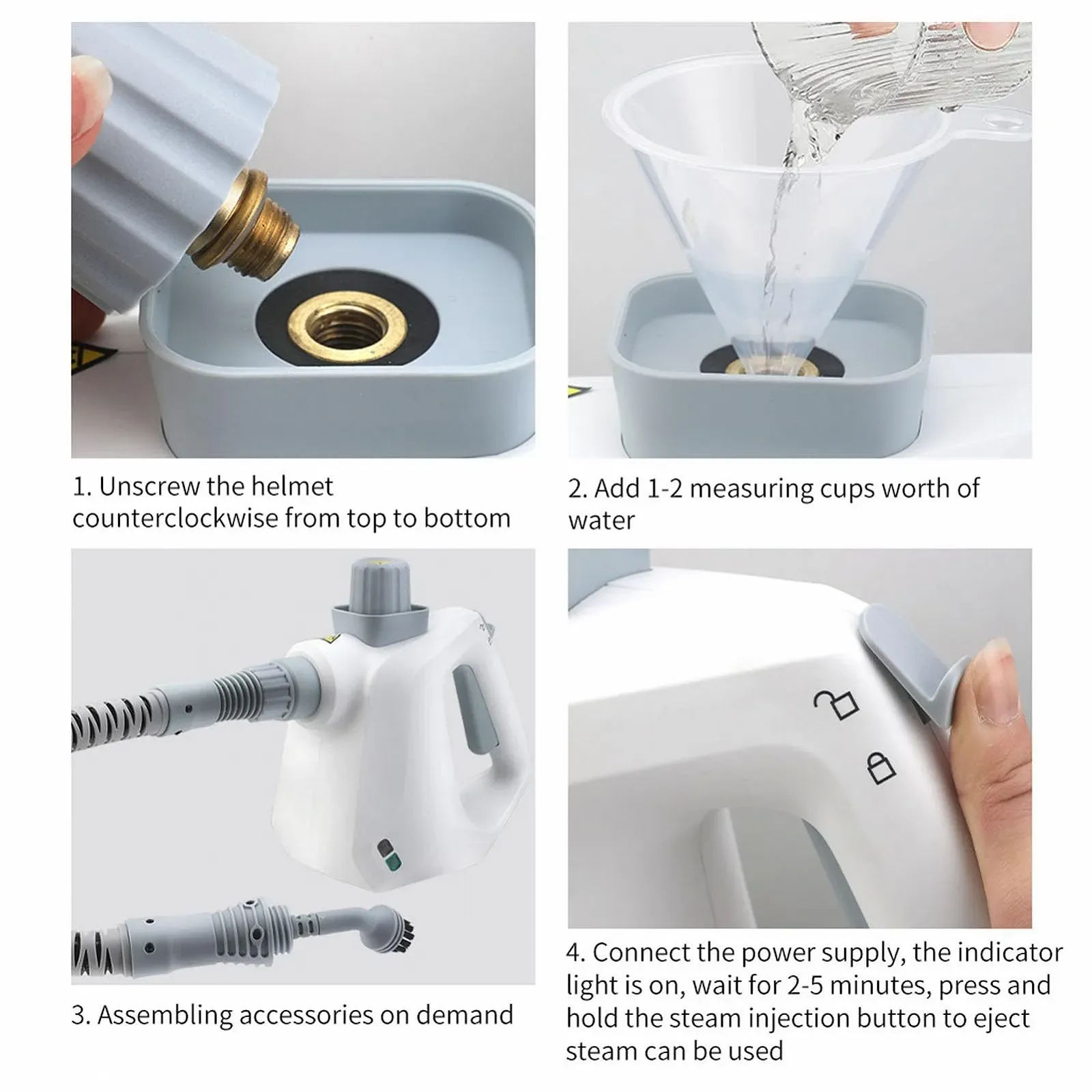 Портативний пароочисник Naroote 250 мл 1000 Вт 3 бар EU Plug 220-240V, фото №2 Портативний пароочисник Naroote 250 мл 1000 Вт 3 бар EU Plug 220-240V, фото №2