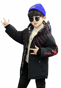 Куртка зимняя YHAVE для мальчиков Хлопковая ветровка с капюшоном для детей Теплая куртка Мультяшная двухсторонняя - Фото 1