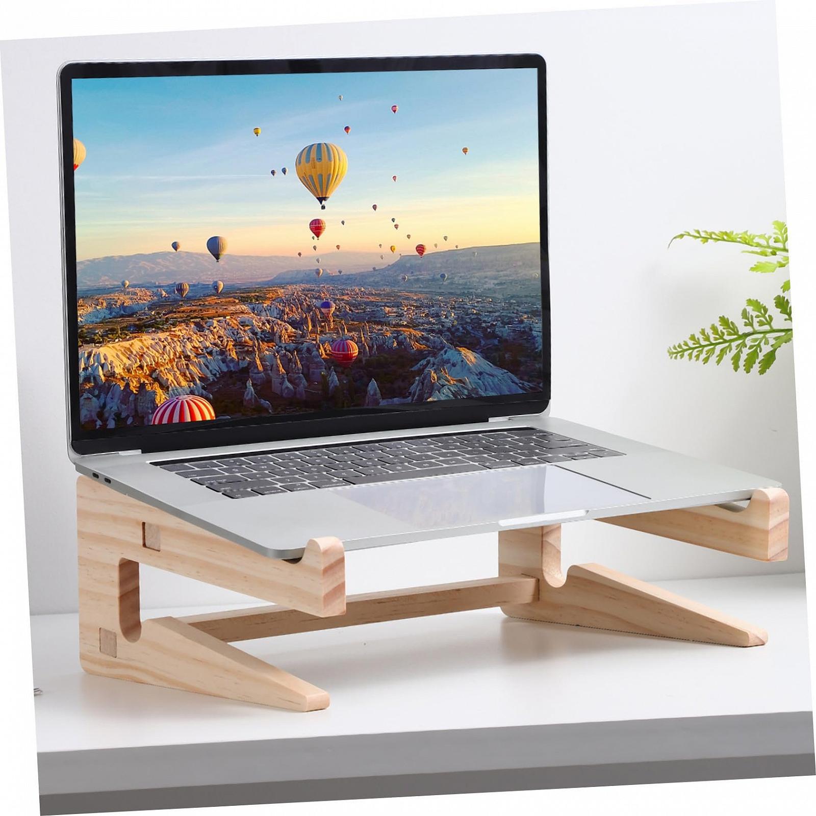 Підставка для ноутбука Дерев'яна підставка для ноутбука з циркуляцією повітря Стабільний настільний органайзер, фото №3