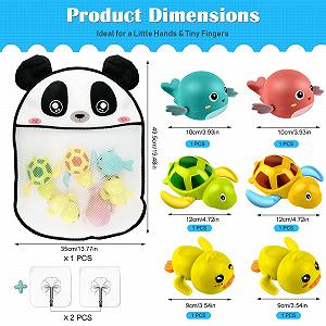 Набор игрушек для ванны с заводным механизмом, сеткой и 2 самоклеящимися крючками. synthetic.ua - Фото 1