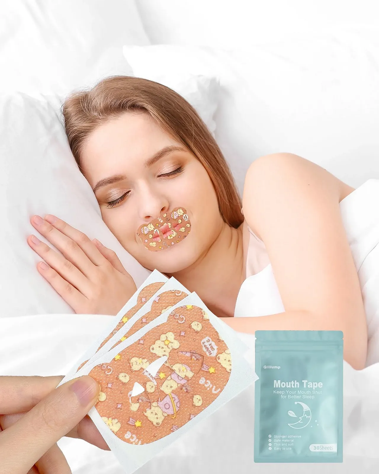 Пластирі для рота для жінок для сну, для подолання дихання ротом, фото №1