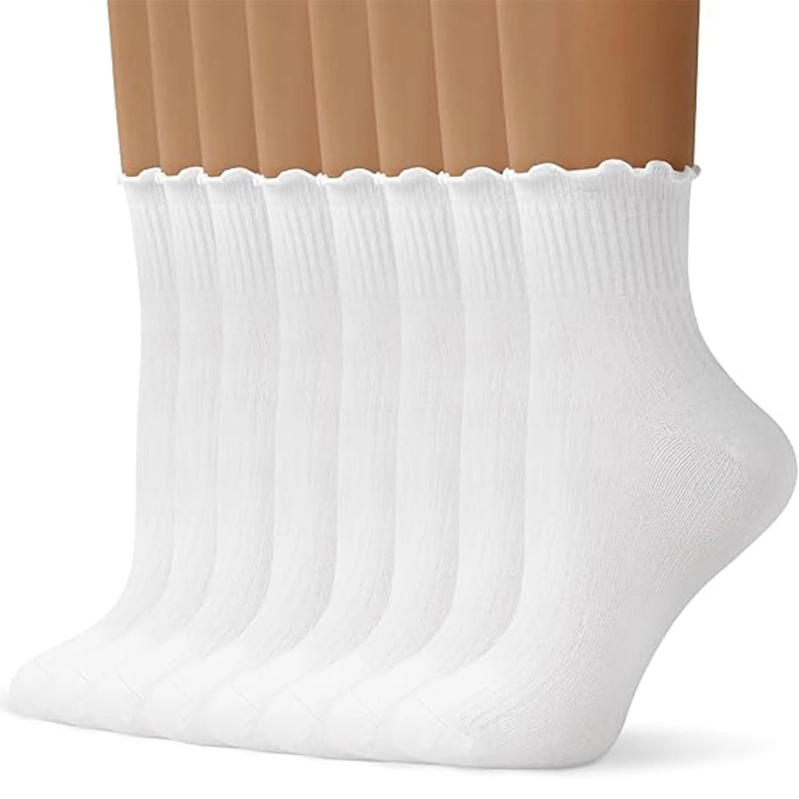 Носки с рюшами для женщин, девочек, 10 пар, хлопковые вязаные носки с оборками, размер 35-41, фото №1