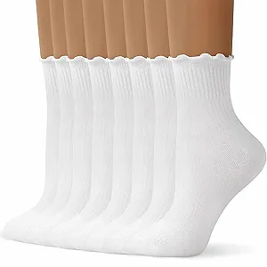 Шкарпетки з рюшами для жінок, дівчат, 10 пар, бавовняні в'язані шкарпетки з оборками, розмір 35-41 - Фото 1