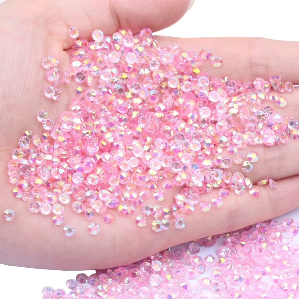 Стразы для ногтей 2000 шт., розовый цвет, разных размеров, фото №1