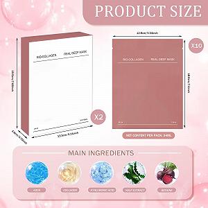 Набор из 10 органических коллагеновых масок, Органическая коллагеновая маска глубокого увлажнения, Коллагеновая маска глубокого увлажнения, Увлажняющая ночная маска, Уменьшает мелкие морщины, Антивозрастная и омолаживающая маска для лица synthetic.ua - Фото 1