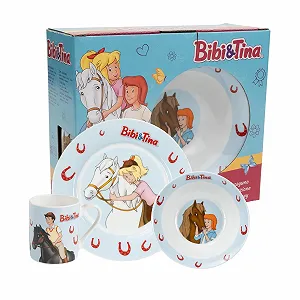 Детский набор посуды United Labels Bibi & Tina, 3 предмета, голубой, фарфоровый - Фото 1