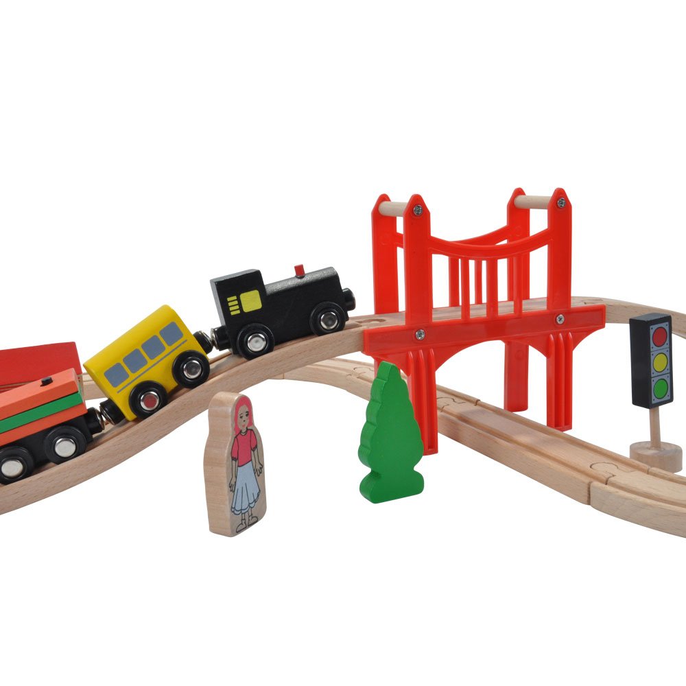 Дерев'яна залізниця Bandits & Angels Woodtoys 80 елементів Натуральний, фото №2 Дерев'яна залізниця Bandits & Angels Woodtoys 80 елементів Натуральний, фото №2