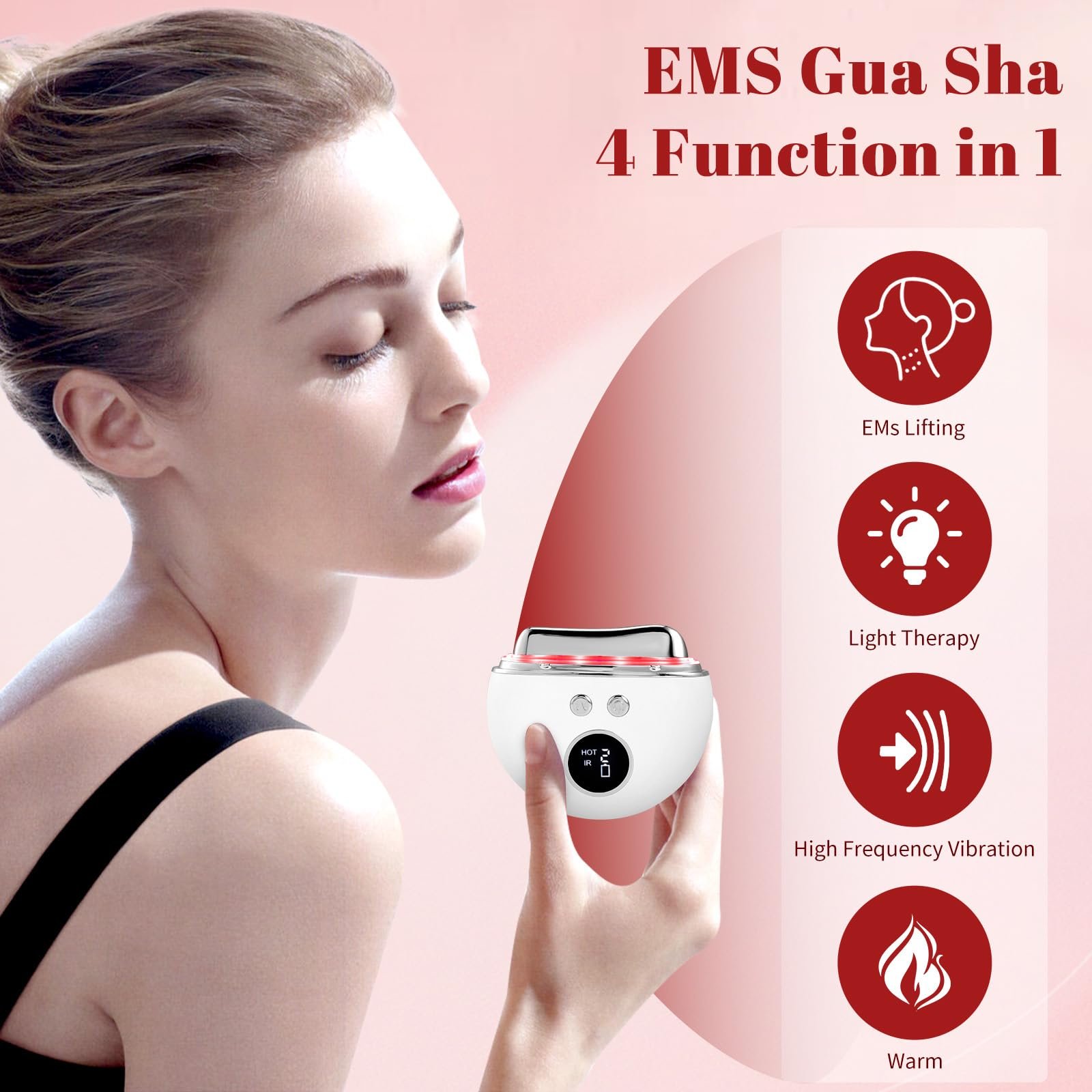 Массажер для лица электрический Strixorn EMS Gua Sha с микротоком EMS, 9 уровней интенсивности, антивозрастной, фото №3