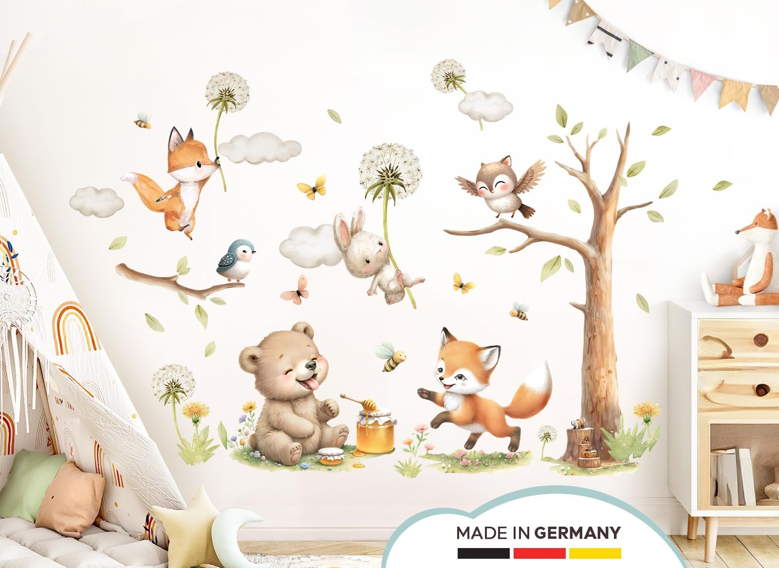 Наклейка на стену Little Deco DL5065 Forest Animals Fox Bear XL, фото №2 Наклейка на стену Little Deco DL5065 Forest Animals Fox Bear XL, фото №2