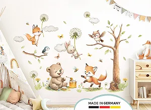 Наклейка на стіну Little Deco DL5065 Forest Animals Fox Bear XL synthetic.ua - Фото 1