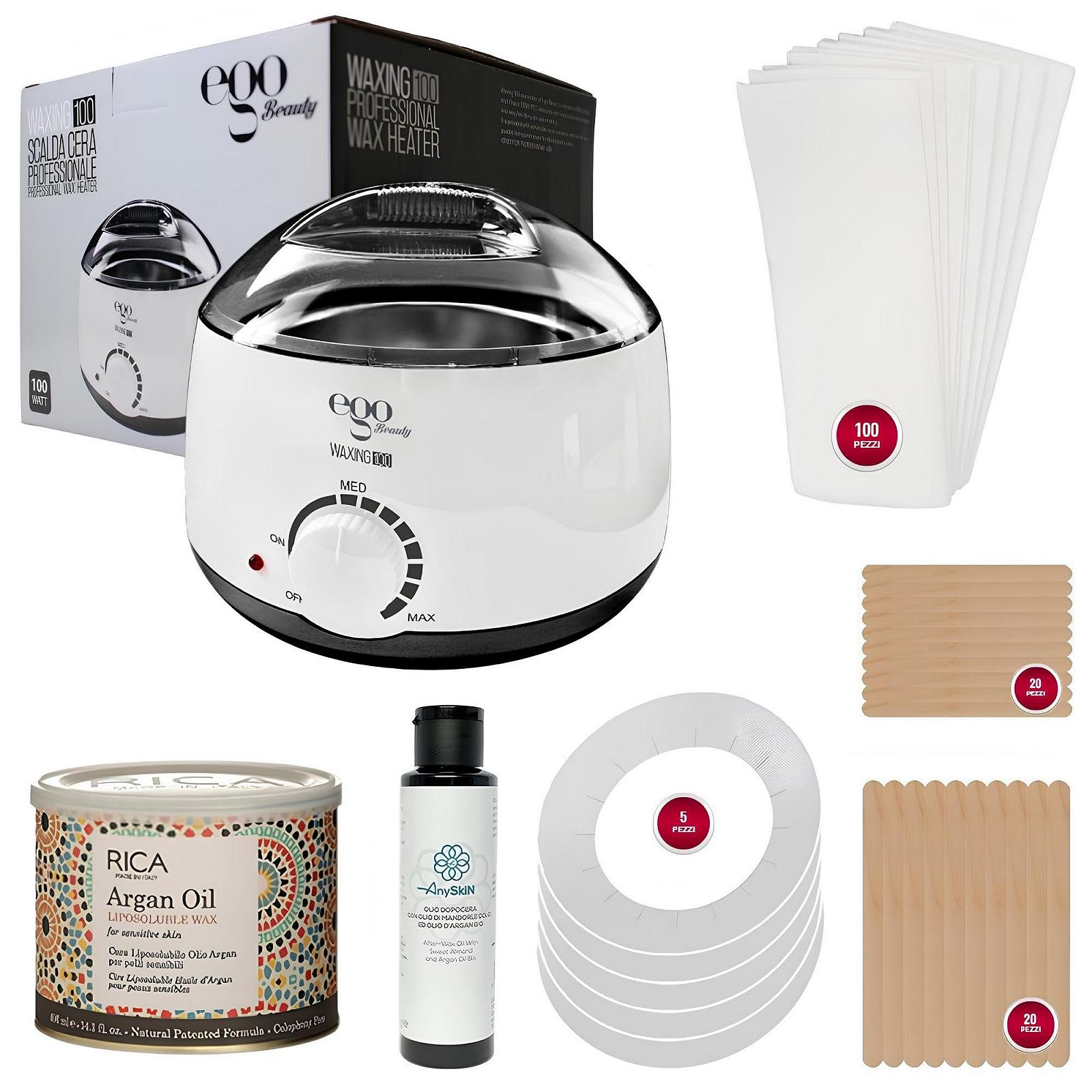 Набор для депиляции Wax Warmer + Lipo Vase Wax + After Wax ANYSKIN + 100 полосок + 25 шпателей, фото №1