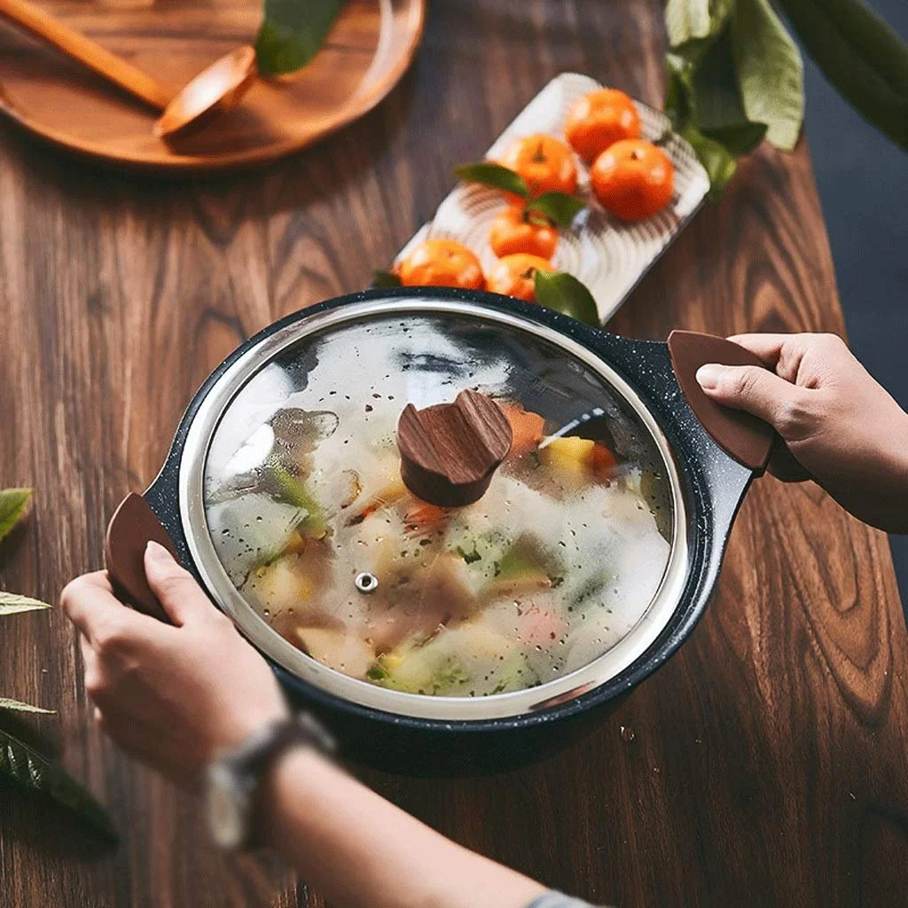 Каструля-сотейник Maifan Stone для індукційних плит з антипригарним покриттям, фото №2 Каструля-сотейник Maifan Stone для індукційних плит з антипригарним покриттям, фото №2