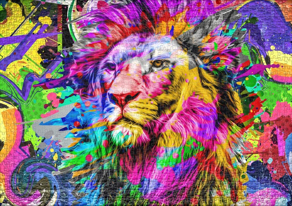 Пазл Ulmer Puzzleschmiede Farben-Pracht Лев 1000 элементов, фото №2