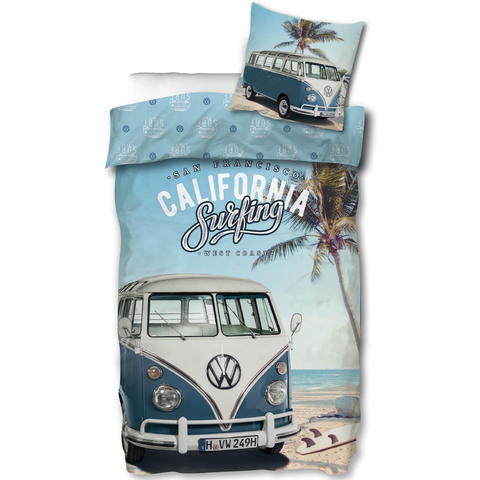 Постільна білизна SkyBrands Volkswagen VW Bulli T1 California Surfing Blue Renforcé, 135 см x 200 см, фото №1