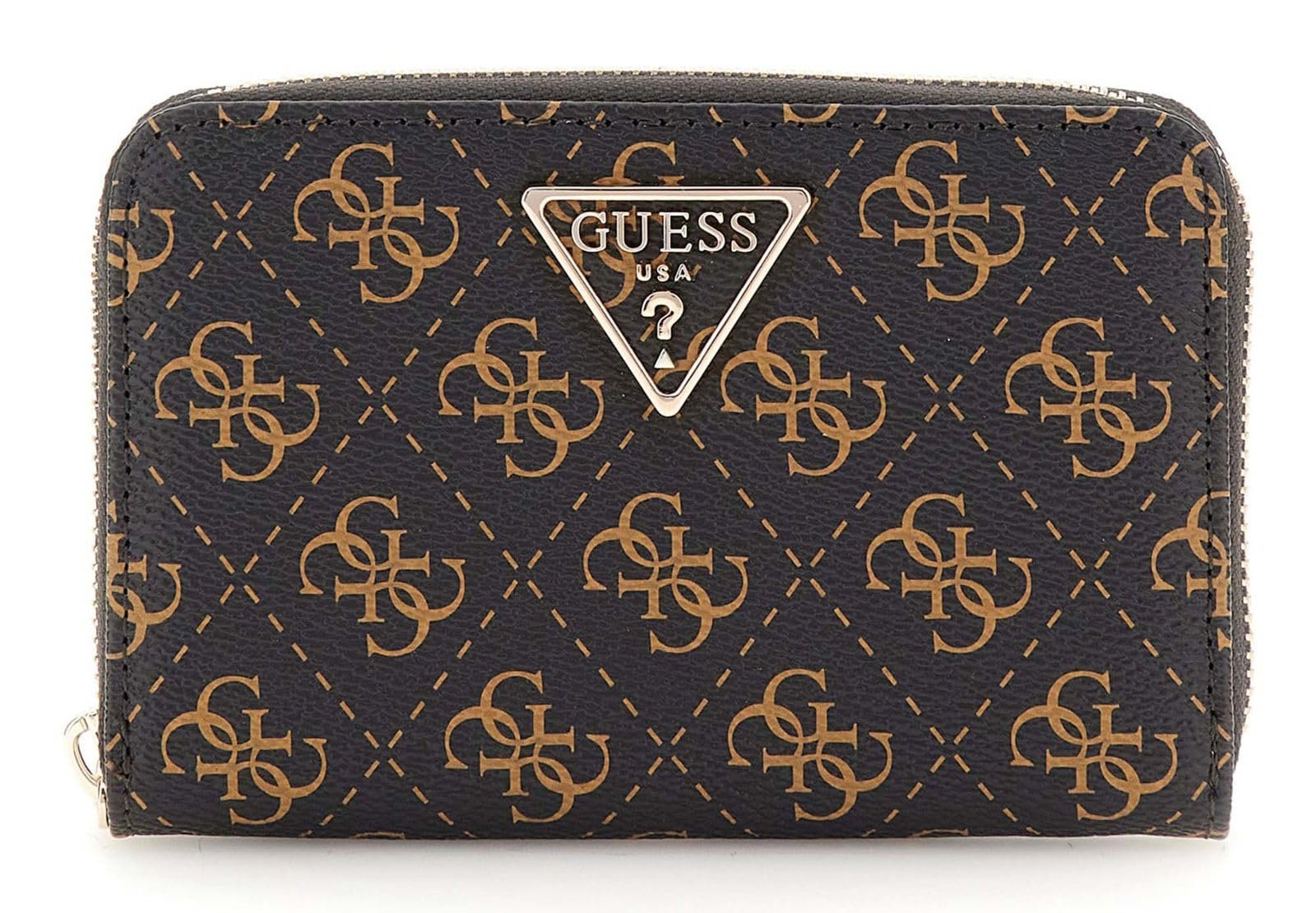 Кошелек Guess Mini на молнии с центральным логотипом Коричневый логотип, фото №1