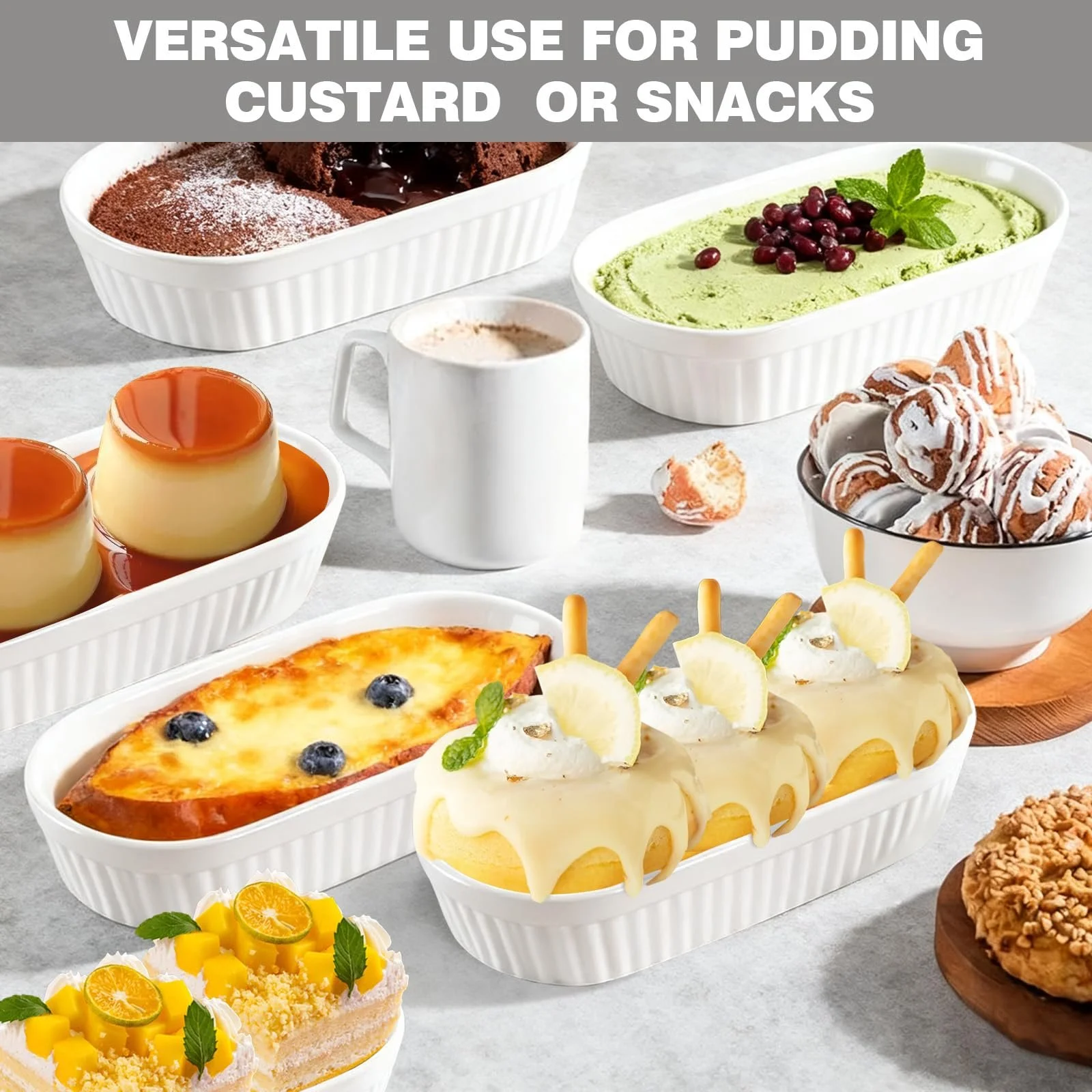 Набор форм для крем-брюле 6 шт. 200 мл фарфоровые овальные термостойкие, фото №3