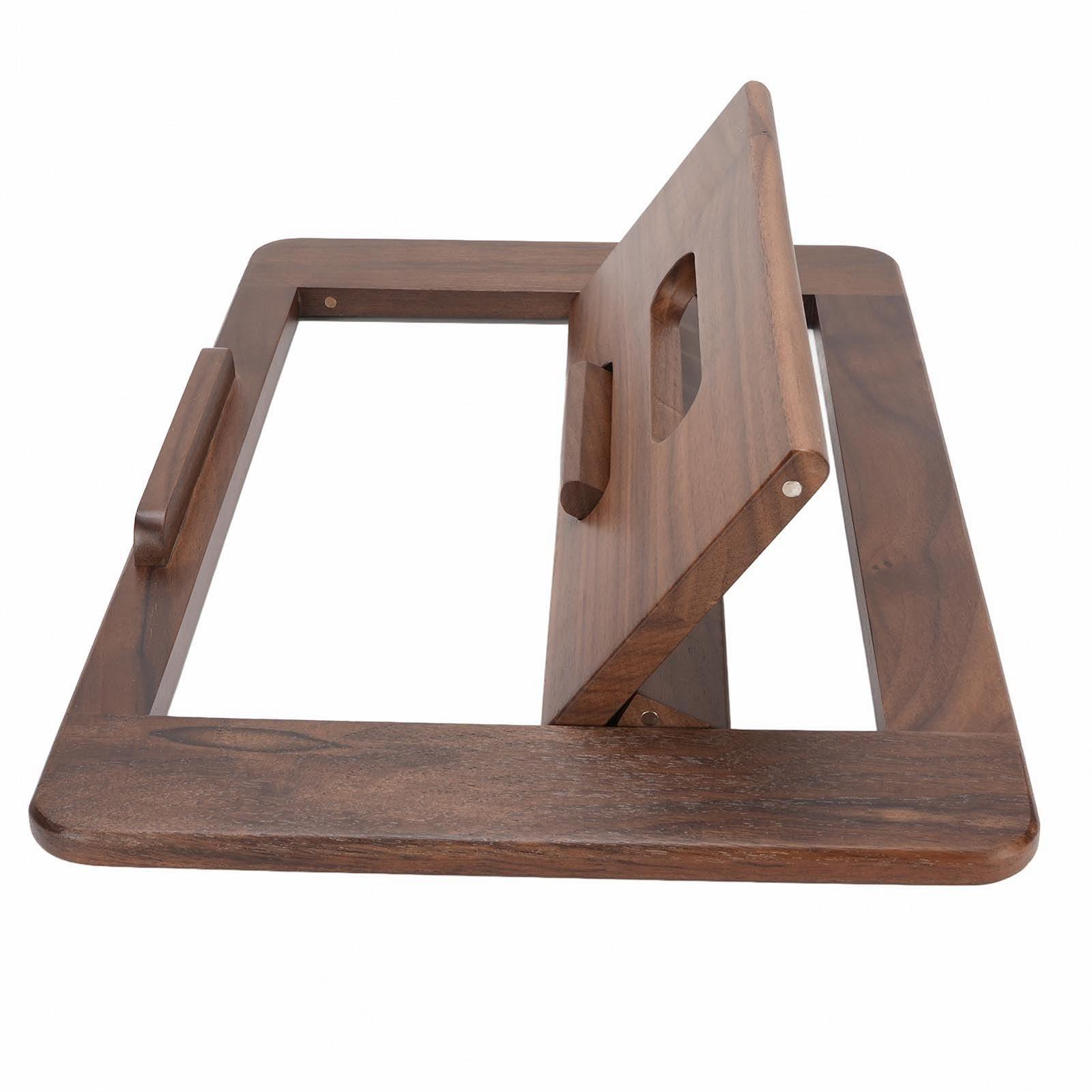 Подставка для планшета Регулируемая складная деревянная подставка Идеально подходит для чтения и работы Универсальная совместимость для домашнего офиса Отделка ореховым лаком, фото №2