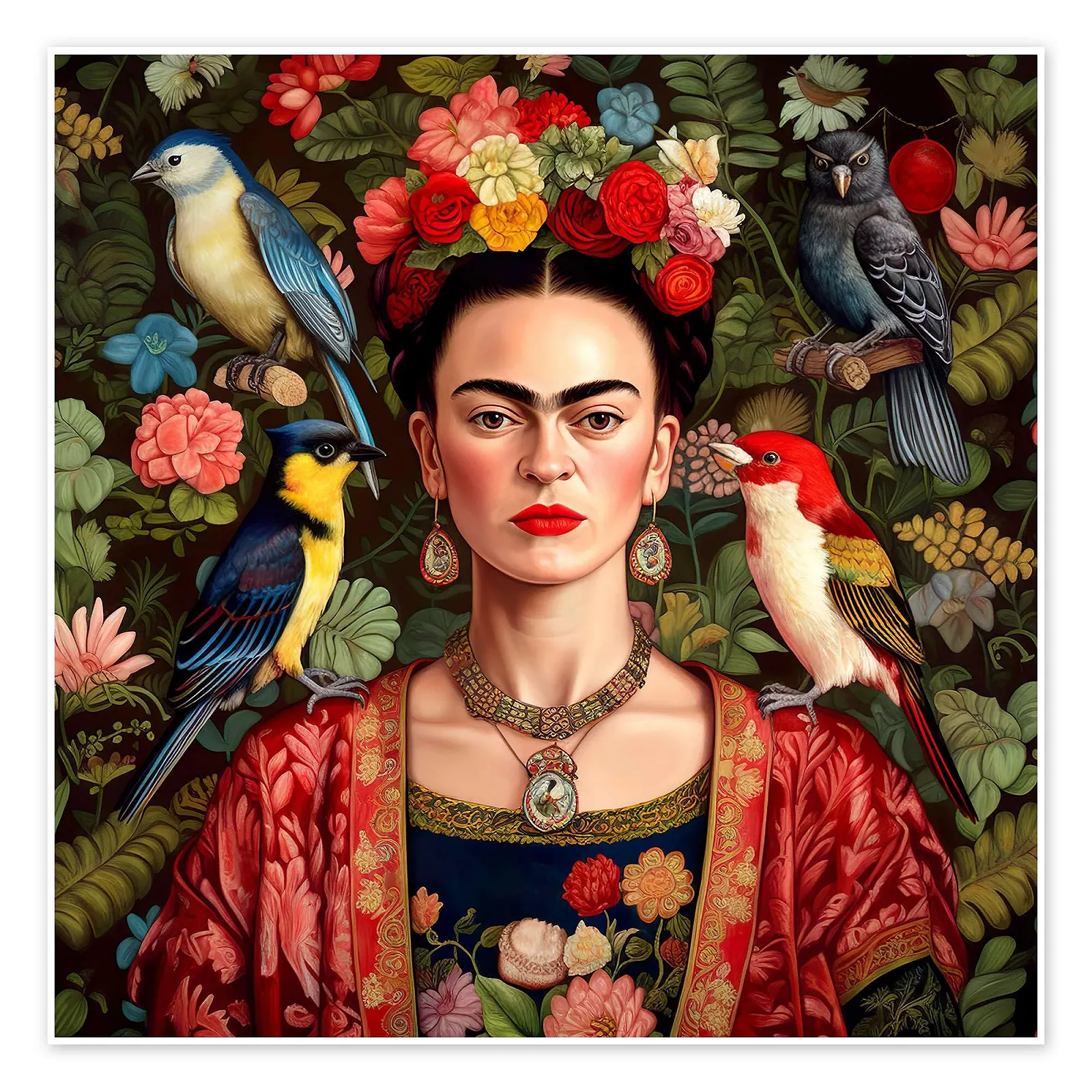 Постер Mark Ashke Frida Kahlo with Exotic Birds 60 x 60 см, фото №1 Постер Mark Ashke Frida Kahlo with Exotic Birds 60 x 60 см, фото №1