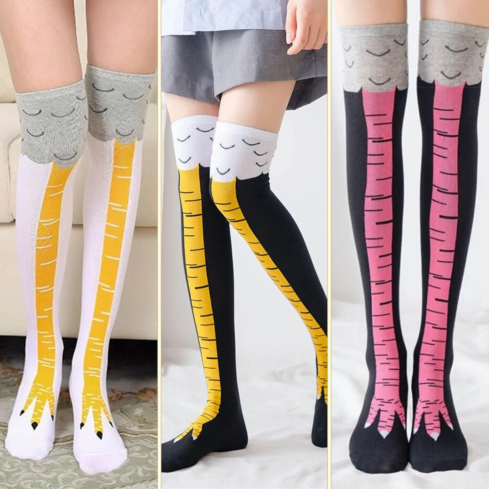 Шкарпетки вище колін JANDH з курячими лапками, 3 пари, фото №5