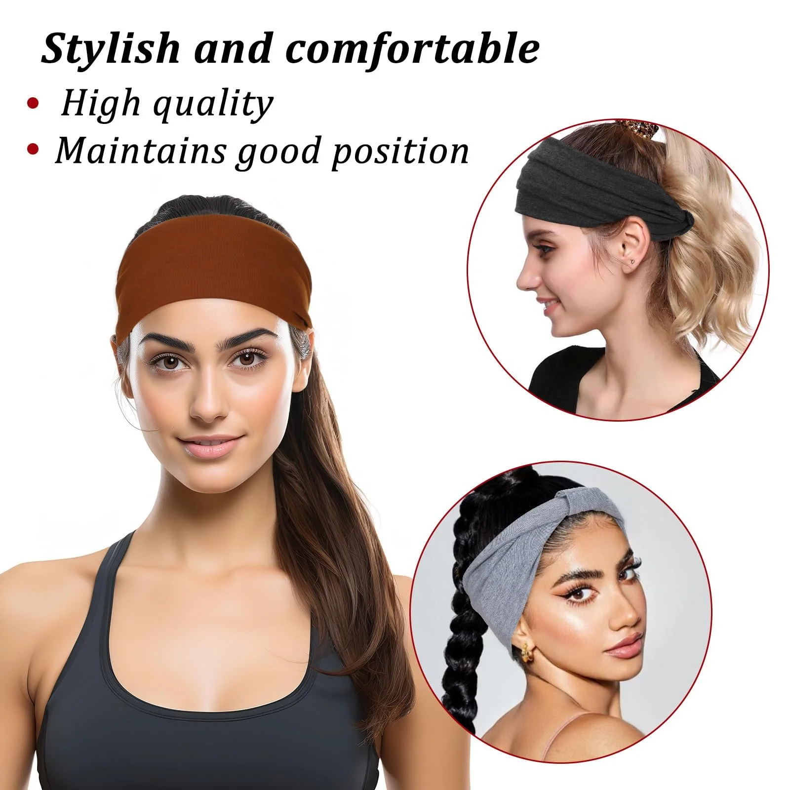 Пов'язка на голову Жіноча Еластична Широка, фото №3