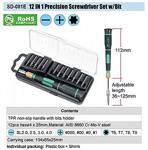 Набор инструментов Generic Pro 'sKit SD 081E 12 в 1 Набор прецизионных отверток Мобильный телефон/ноутбук/набор инструментов для обслуживания synthetic.ua - Фото 1