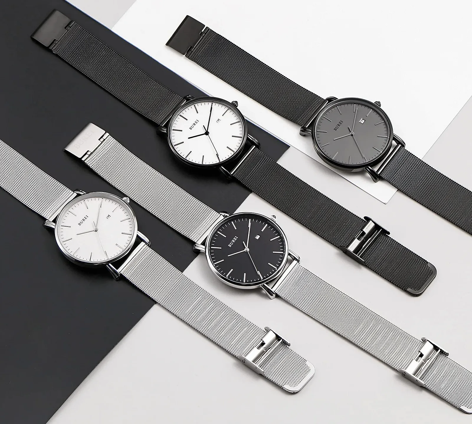 Часы Сверхтонкие BUREI Мужские Черные Аналоговые С Датой Японский Кварцевый Механизм, фото №6 Часы Сверхтонкие BUREI Мужские Черные Аналоговые С Датой Японский Кварцевый Механизм, фото №6