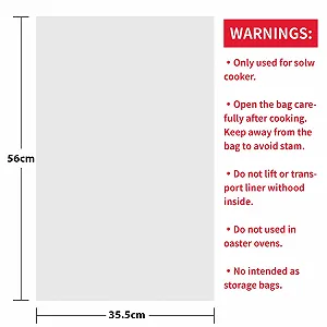 Одноразовые вкладыши и пакеты для медленной плиты Extra Large подходят для 6-л 14" x 22" BPA Free (1 уп.) synthetic.ua - Фото 1