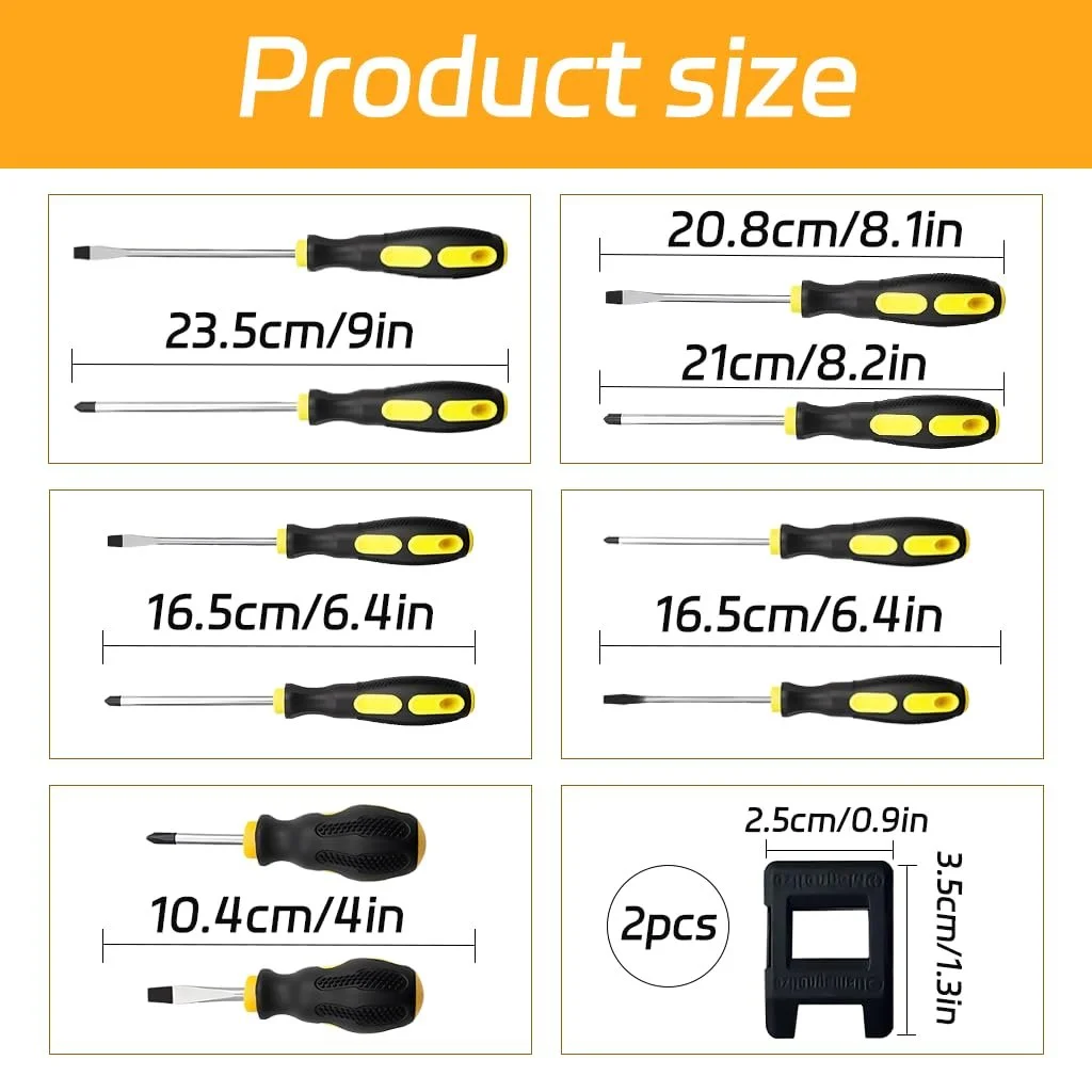 Набір магнітних викруток 12 шт. Cr-V 6 Slotted & 6 Phillips, фото №2