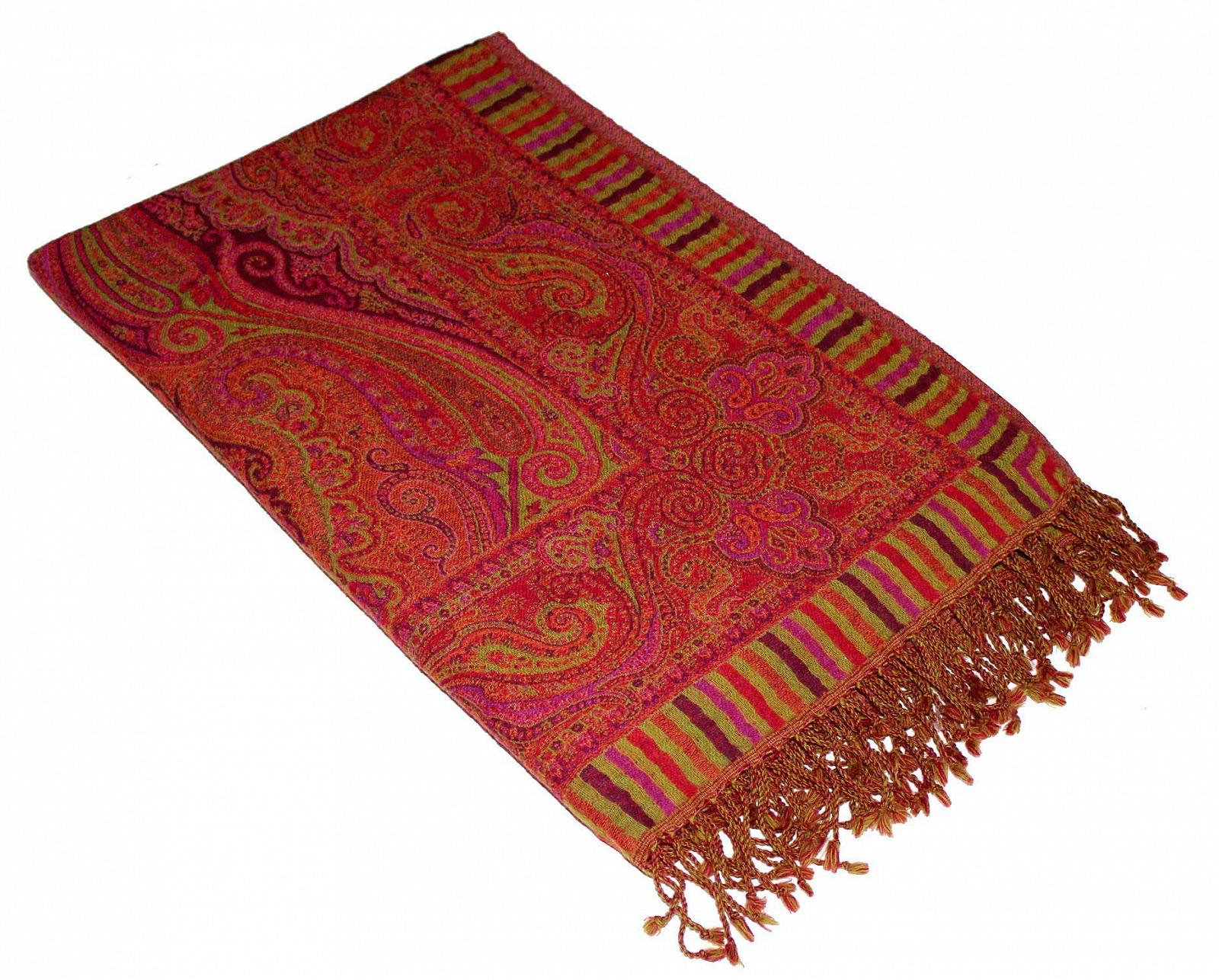 Одеяло Lorenzo Cana Жаккардовое плетение Шерсть Пейсли Красные тона Оранжевый 140 см x 200 см, фото №2