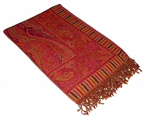 Одеяло Lorenzo Cana Жаккардовое плетение Шерсть Пейсли Красные тона Оранжевый 140 см x 200 см synthetic.ua - Фото 1