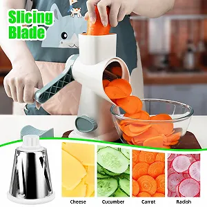 Ручна овочерізка роторна з 3 змінними лезами для нарізки скибочками, кубиками та жульєном, ідеально підходить для овочів, фруктів synthetic.ua - Фото 1