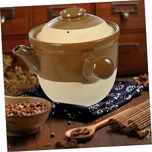 Глиняный горшок NUOBESTY традиционный для плиты и открытого огня термостойкий малый с ручкой synthetic.ua - Фото 1