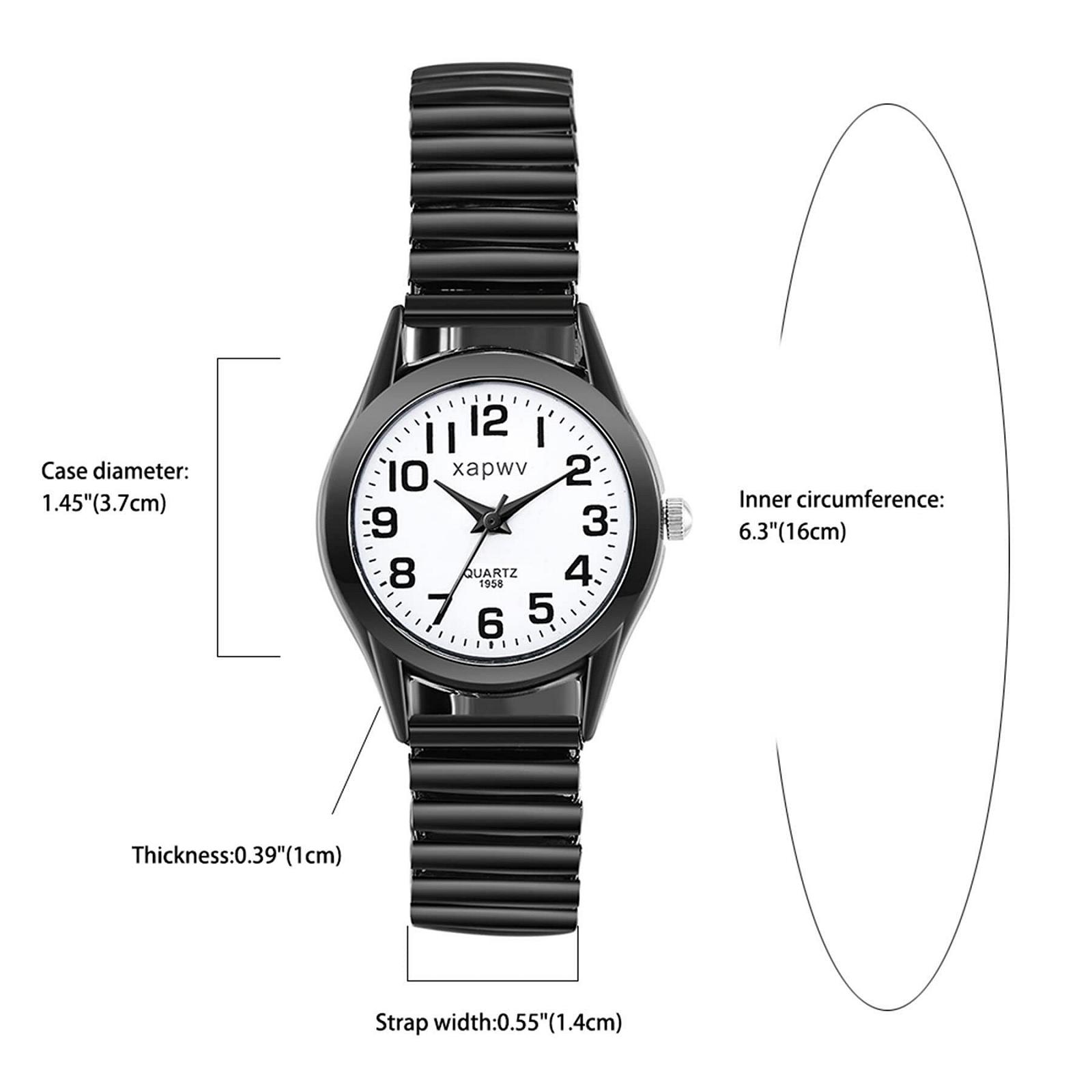 Наручные часы OIDEA Elastic для пар: винтажный прозрачный крупный шрифт аналоговый кварцевый механизм Unisex расширяющийся браслет черный золотой серебряный, фото №3