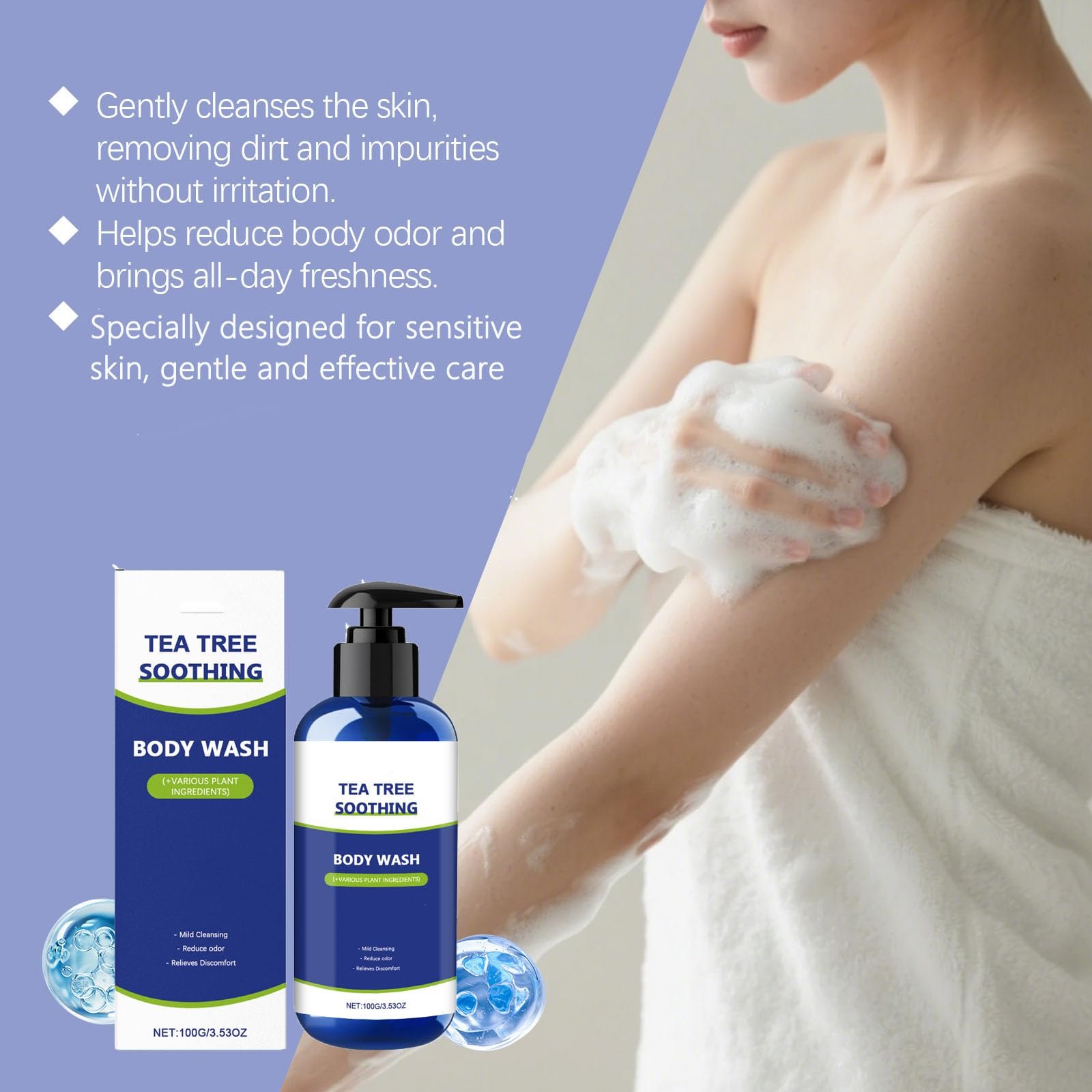 Гель для душу Tea Tree Очищувальний з олією чайного дерева 2 шт., фото №5