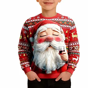 Джемпер для мальчиков, детский свитшот с длинными рукавами и круглым вырезом, праздничный рождественский джемпер, мягкий повседневный джемпер для мальчиков и девочек, теплый зимний топ - Фото 1