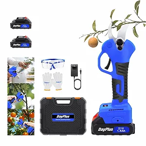 Секатор акумуляторний електричний з 2 акумуляторами 1,5 Аг та зарядним пристроєм для різання гілок дерев - Фото 1