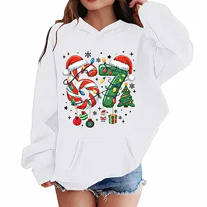 Худи для девочки с цифровым принтом, длинными рукавами и передним карманом, теплый флисовый верх для осени и зимы synthetic.ua - Фото 1