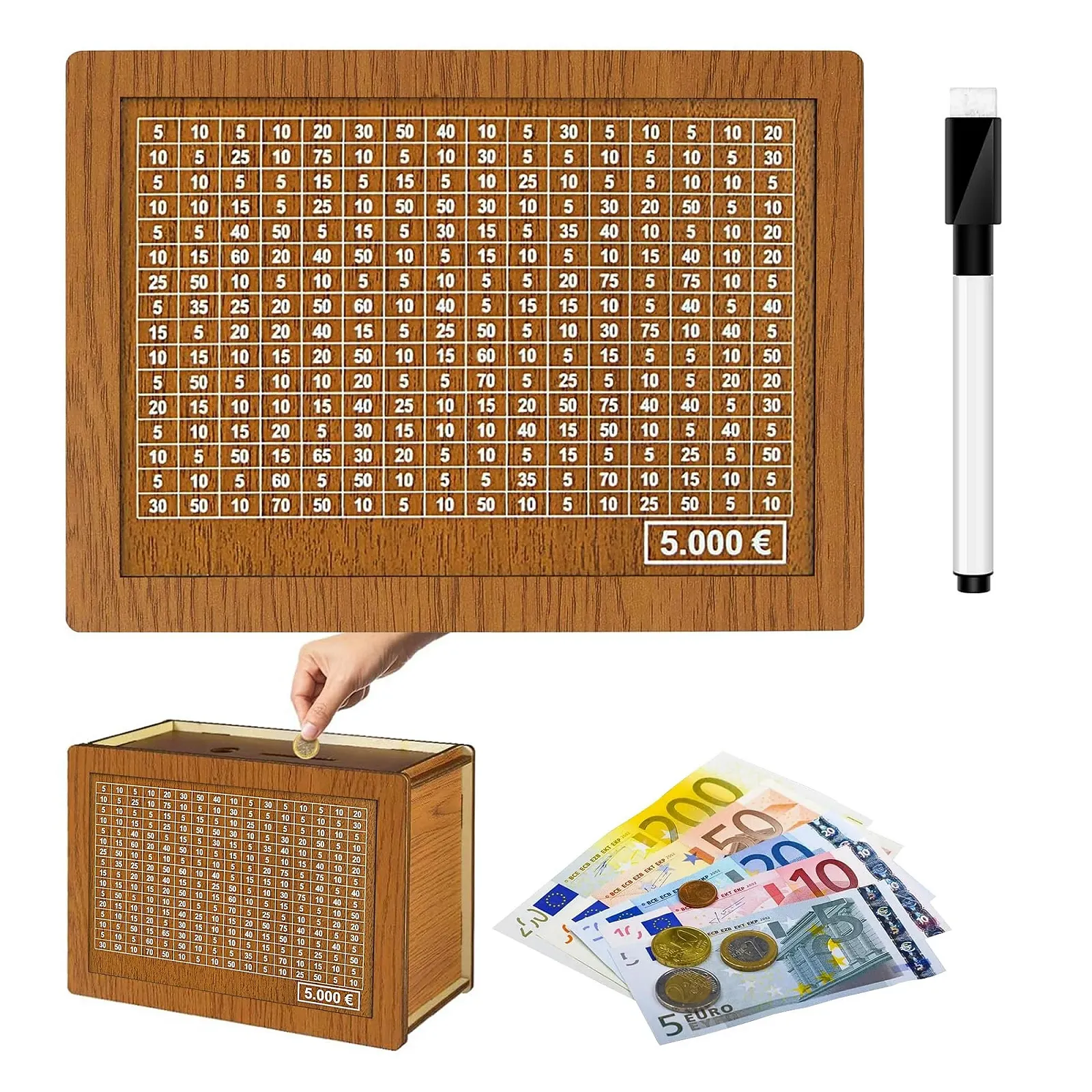 Скарбничка Wooden 5000 Euro з лічильником дерево, фото №1
