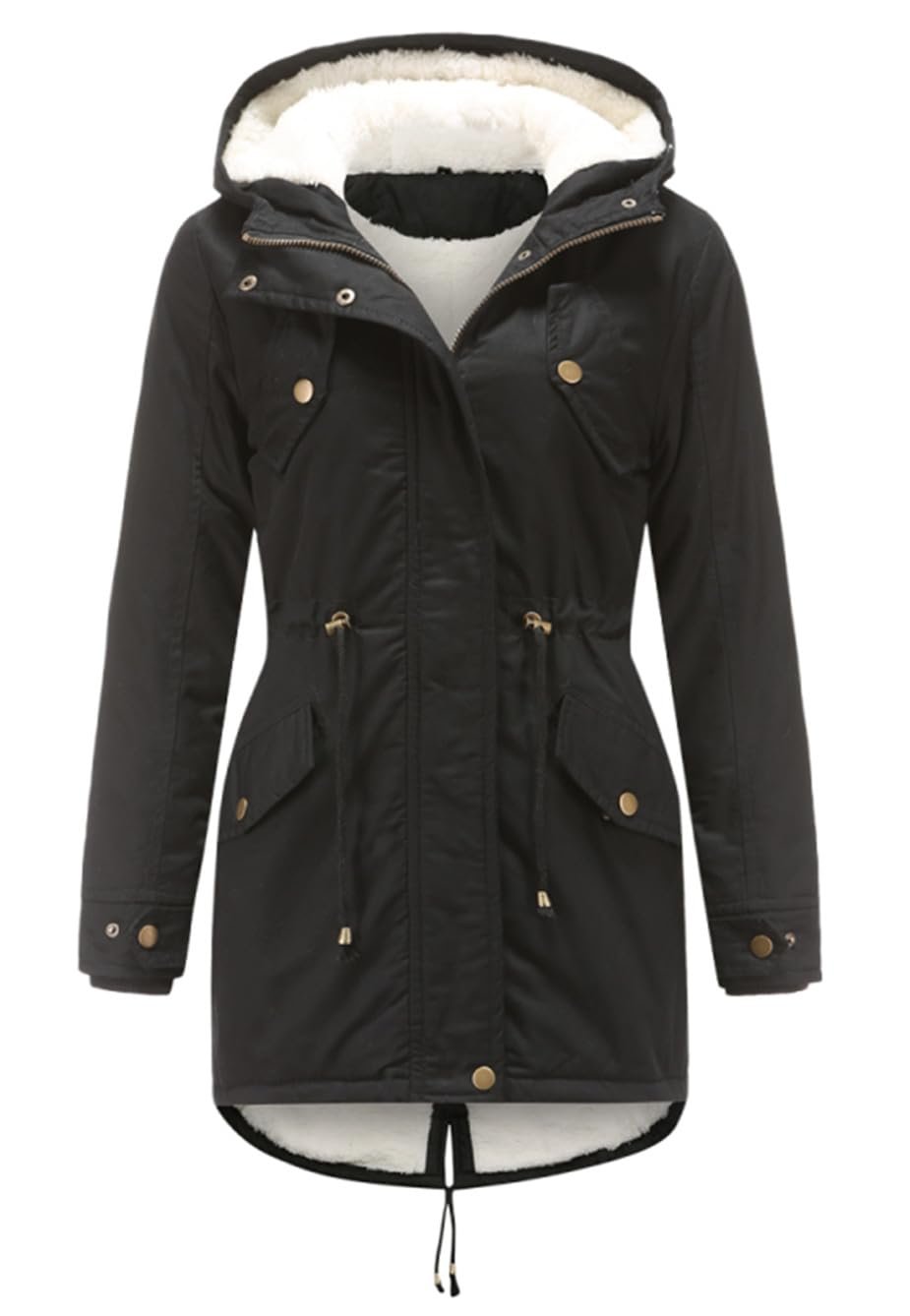 Жіноча парка Miaikvs з капюшоном, на флісовій підкладці, зимова, утеплена, вітрозахисна, тепла, фото №1